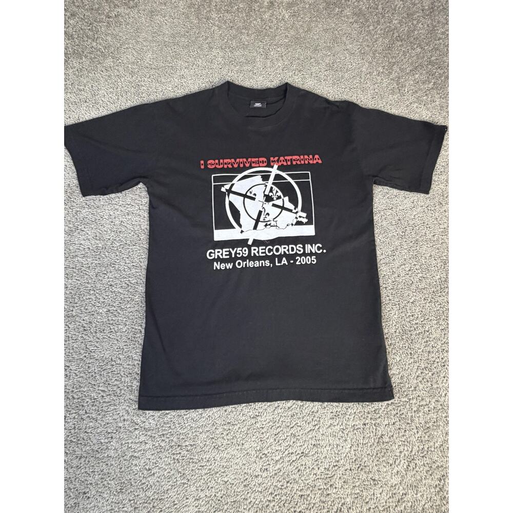 Vintage G59 Shirt Mens M Black I Survived Katrina New Orleans 2005 Graphic